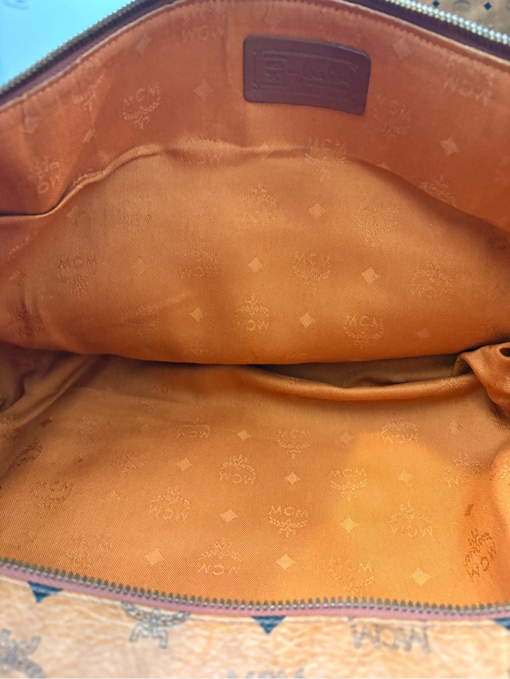 MCM Visetos Cognac Large Travel Duffle with COA NO STRAP - Picture 8 of 8
